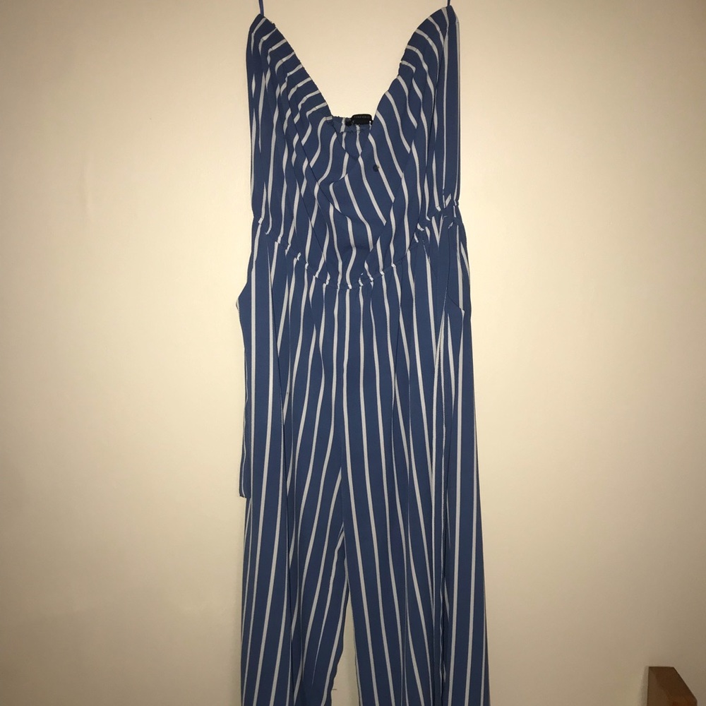 Forever21 blue striped romper